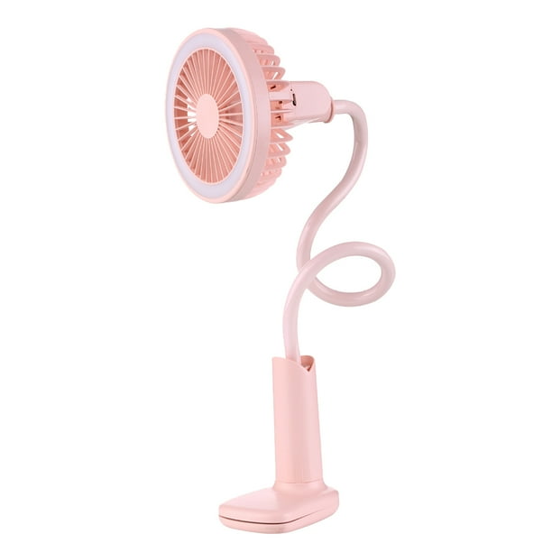 Portable USB Rechargeable LED Desk Lamp Clip Fan for Student Bed Office Table Baby Carriage(Blue) Clip Fan Shower Desk Lamp Fan